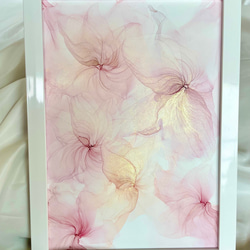 【送料無料】ミニアートプレゼント付き！アルコールインクアート『Elegant Flowers シリーズ』　フラワーアート 2枚目の画像
