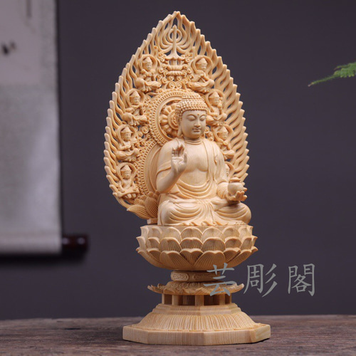 【Hiroさん専用】木彫仏像 2体セット 木彫り仏像 胎蔵界五仏セット 大日如来坐2.5寸 四仏坐2.0寸 柘植（つげ