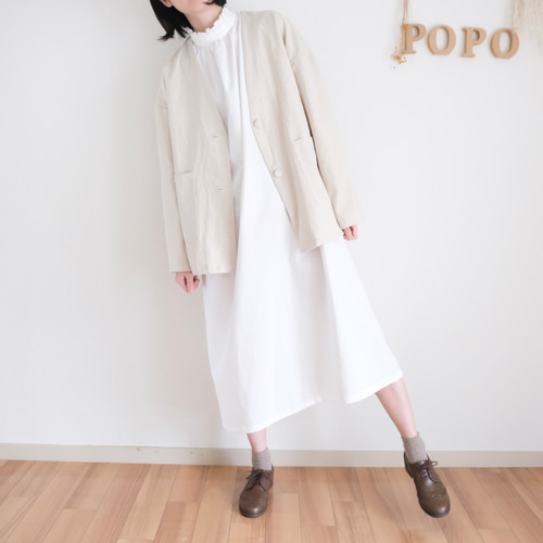 ボールジィ Ballsey リネンレーヨンストレッチ ノーカラー