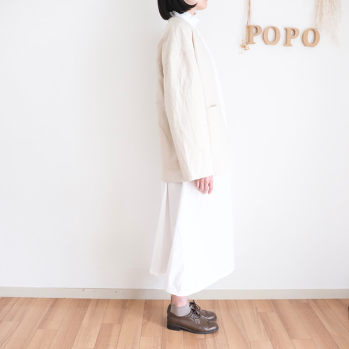 リネン ノーカラージャケット サンドベージュ ジャケット POPO