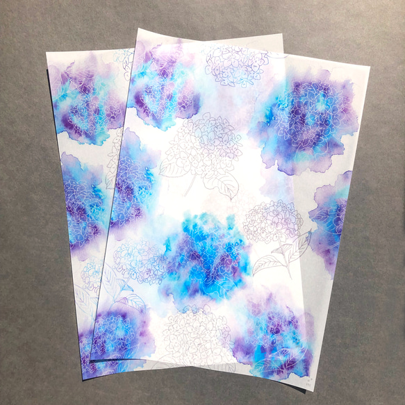 淡いろ紫陽花のラッピングペーパー A4×5枚 1枚目の画像