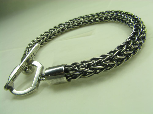 シルバーアクセサリー　手編みシルバーブレスレット「極太・Thick Chain」 2枚目の画像