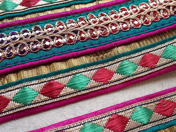 55cm インド刺繍 リボン ブレード 96 ピンク ☆エスニック 8枚目の画像