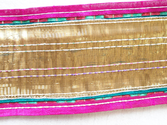 55cm インド刺繍 リボン ブレード 96 ピンク ☆エスニック 7枚目の画像