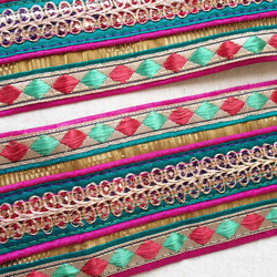55cm インド刺繍 リボン ブレード 96 ピンク ☆エスニック 4枚目の画像