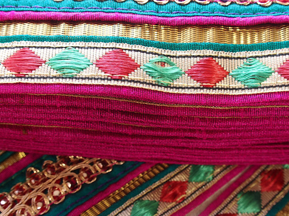 55cm インド刺繍 リボン ブレード 96 ピンク ☆エスニック 2枚目の画像