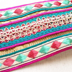 55cm インド刺繍 リボン ブレード 96 ピンク ☆エスニック 9枚目の画像