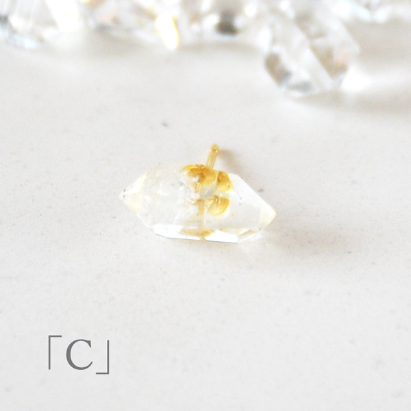 K18  ハーキマー シングルピアス  イエローゴールド  CA026