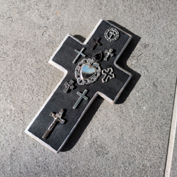 Mexico十字架 コラソンのウッド製クロス 壁掛け飾り パープル メキシコ