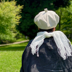 春夏の涼しいベレー帽 リネン100％　サイズ調整可能　キナリ【受注製作】【送料無料】 4枚目の画像