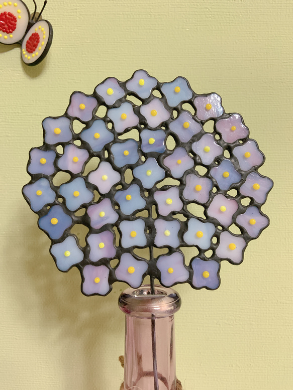 【受注制作】ガラスの紫陽花（パープル） 2枚目の画像