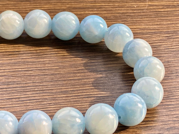 ライトブルー 天然石 ブレスレット ライトブルージェイド(約10mm玉)の天然石ブレスレット！ ブレスレット
