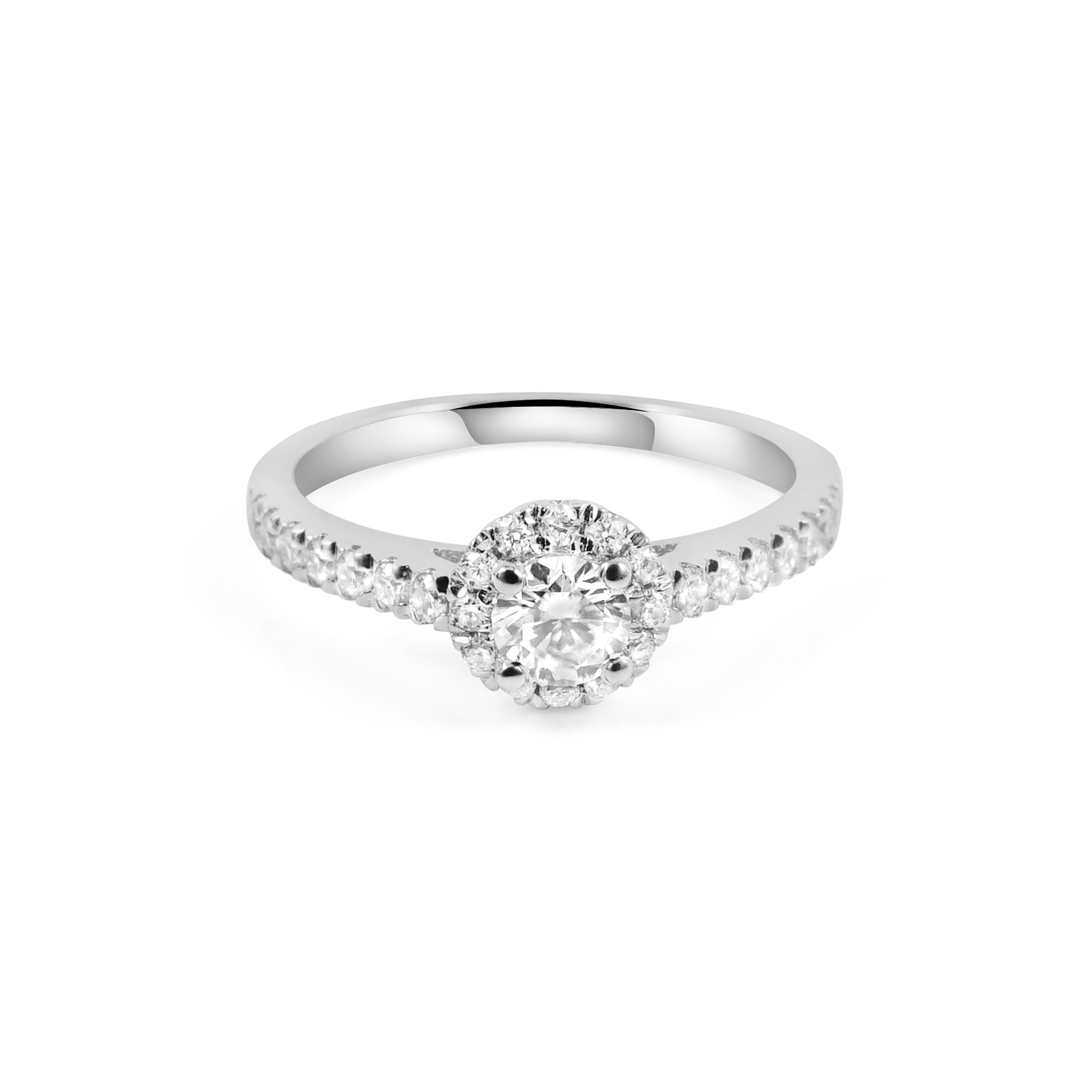 人気定番ヘイローリング メイン石0.3ct