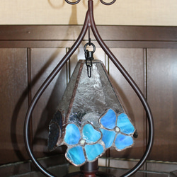青い紫陽花　ステンドグラス吊りランプ 2枚目の画像