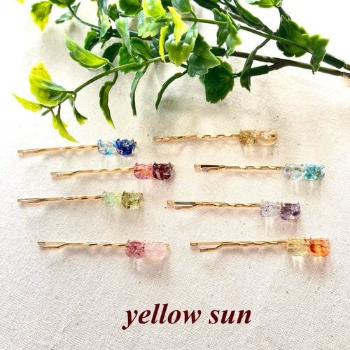 天然石のネコのヘアピン(2本組) ヘアピン yellow sun 通販 13998996