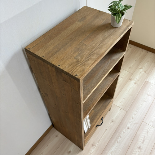 サイズオーダー可】木のぬくもり感じるブックシェルフ/引出付/45cm