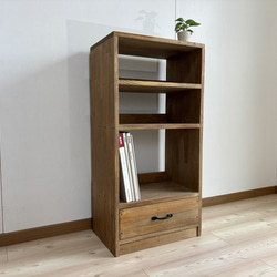 サイズオーダー可】木のぬくもり感じるブックシェルフ/引出付/45cm