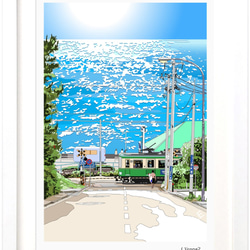A3サイズ「丘の上から七里ヶ浜」ハクバ（ホワイト） 2枚目の画像