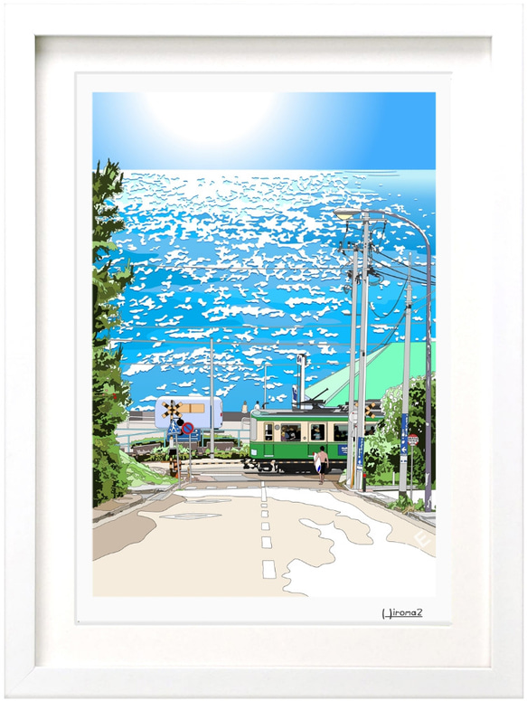 A3サイズ「丘の上から七里ヶ浜」ハクバ（ホワイト） 2枚目の画像