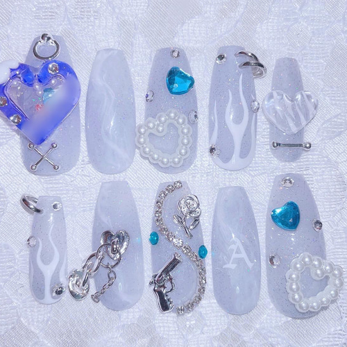 サイズオーダー】個性派ネイル 地雷ネイル 量産型 ストリート 推し  