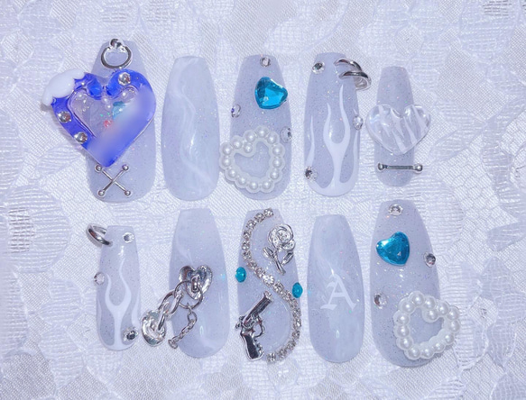 サイズオーダー】個性派ネイル 地雷ネイル 量産型 ストリート 推し  