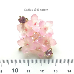 紫陽花のビジューポニーフック(ピンク) 4枚目の画像