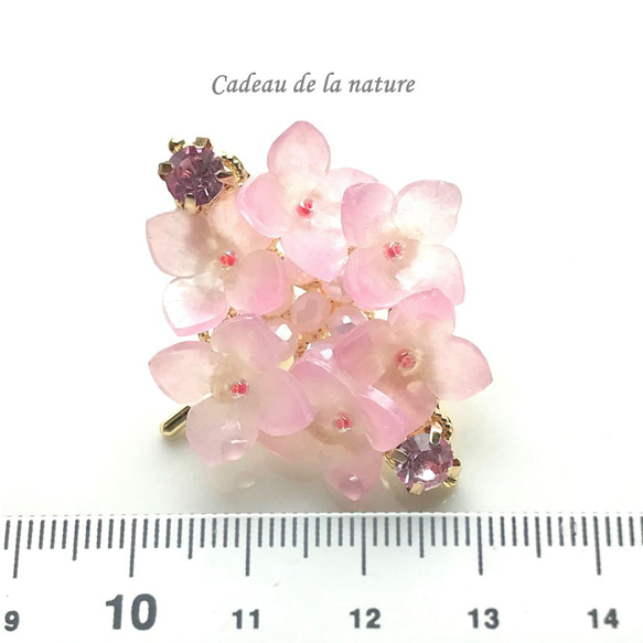 紫陽花のビジューポニーフック(ピンク) 4枚目の画像