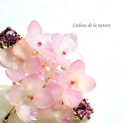 紫陽花のビジューポニーフック(ピンク) 3枚目の画像