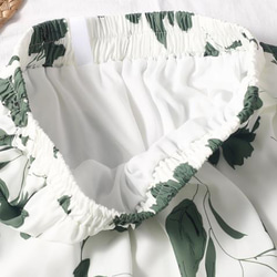 緑の葉柄 シフォンプリントのスカート 夏の涼しげなプリーツスカート 4枚目の画像