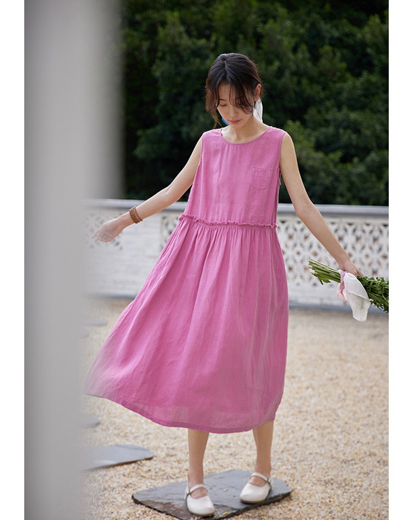 MYLANピンクロングノースリーブワンピース NA06 MYLANピンクロングノースリーブワンピース NA06 ピンク ロング