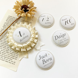 全3色⭐︎選べるくるみボタン3つ　月齢ロゼット　月齢カード　マンスリーカード　シンプルデザイン♡ 3枚目の画像