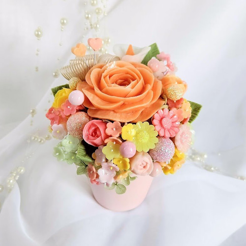 石鹸のバラと花のギフト・オレンジカラー元気ビタミン～・ソープ