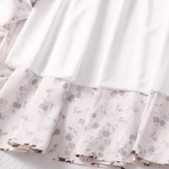 かわいい小花柄 シフォンプリントのスカート 夏の涼しげなプリーツスカート 5枚目の画像