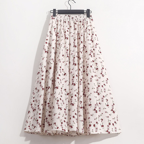かわいい小花柄 シフォンプリントのスカート 夏の涼しげなプリーツスカート 1枚目の画像