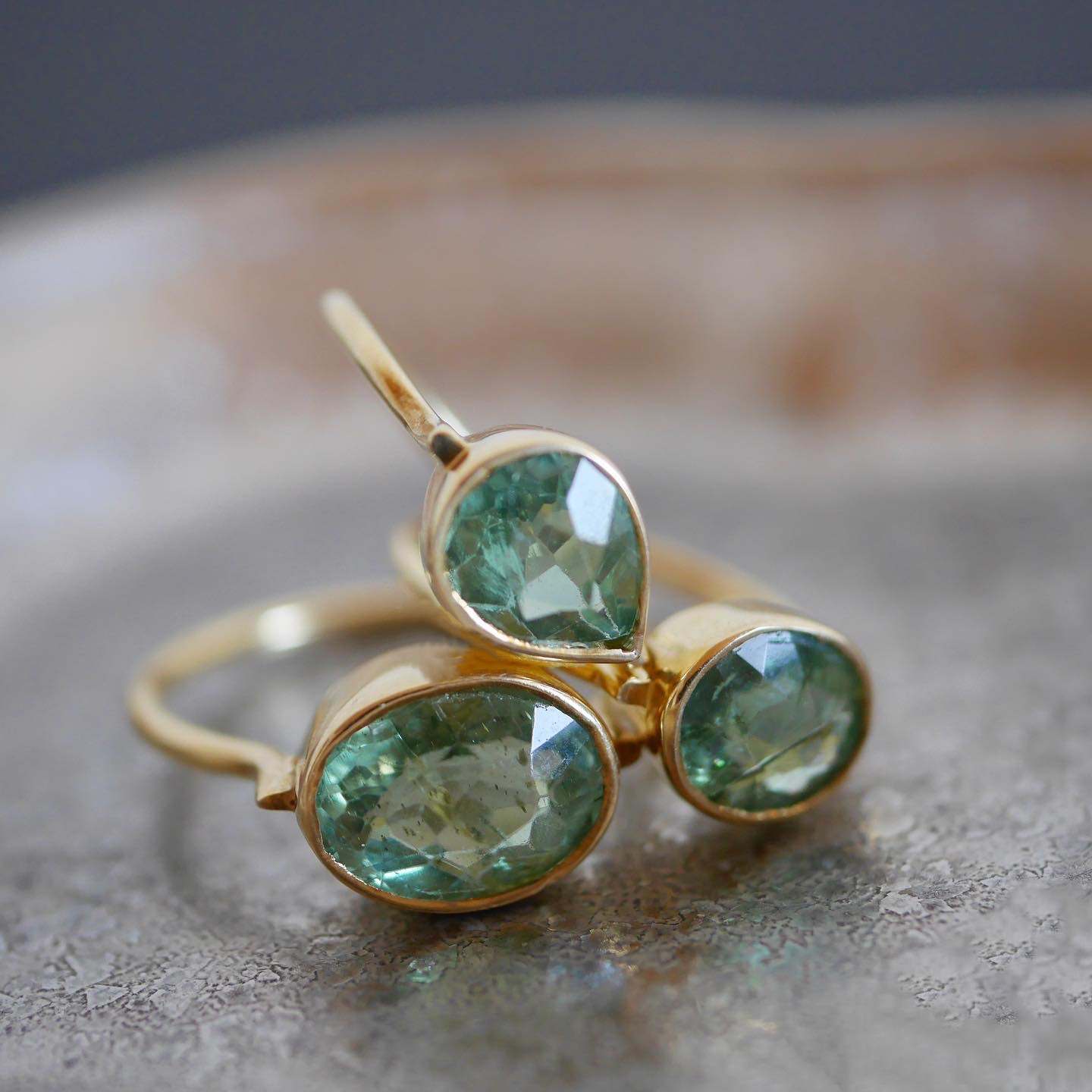 きらきら深い◇グリーンアパタイトのリング◇Gold