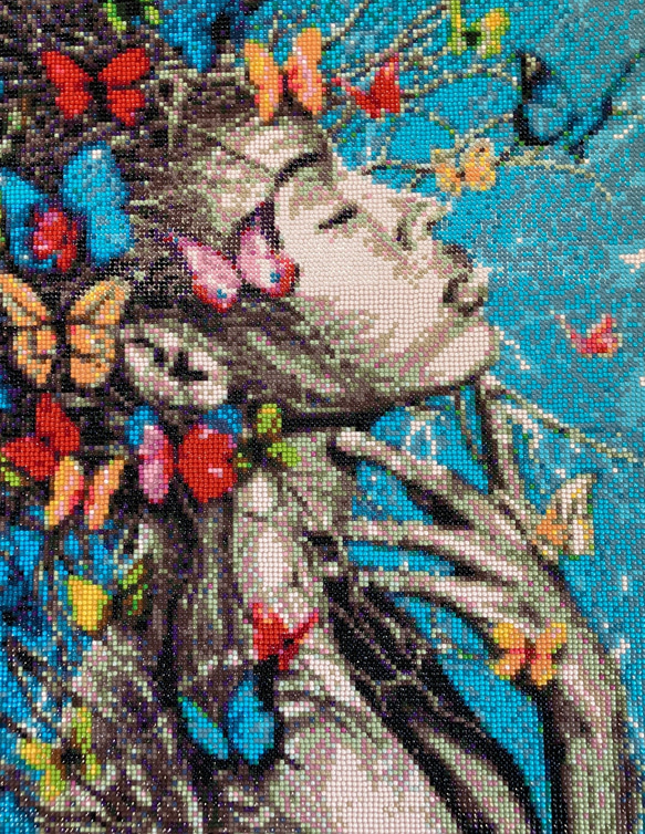 ダイヤモンド ビーズ アート 木蝶麗女 完成品 額付き 絵画 jojo