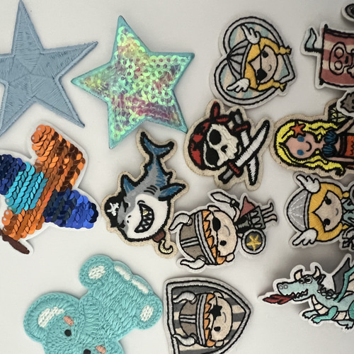 海賊シャークワッペン 幼稚園 保育園 小学校 ハンドメイド 入園入学