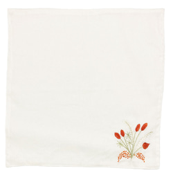 リネン手刺繍ハンカチ「草花」30cm×30cm　様々な色 18枚目の画像