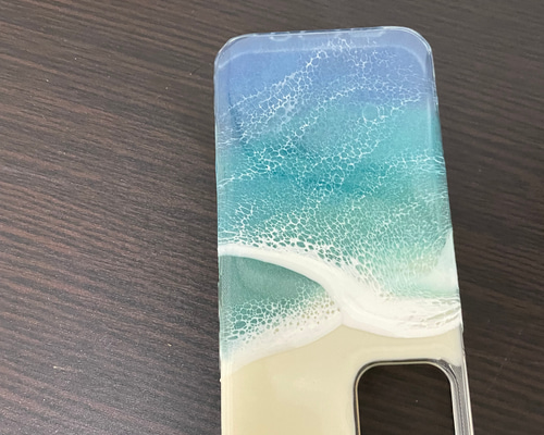 iPhoneカバー レジンアート ハンドメイド作品 オーダー可能 携帯ケース スマホケース オーダー レジンアート 海 iPhone