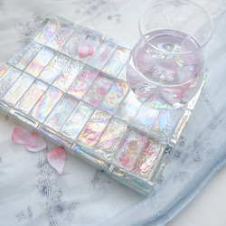 ガラスタイルトレイ　虹光水面〜桜の水面〜 4枚目の画像