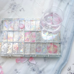 ガラスタイルトレイ　虹光水面〜桜の水面〜 6枚目の画像