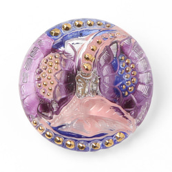 チェコガラス・ボタン ひまわり ピンク＆パープル  2.7cm 1枚目の画像