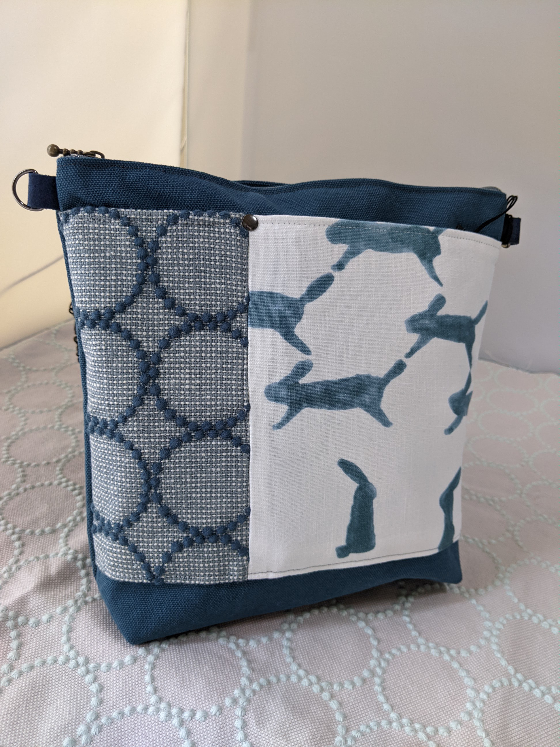 ミナペルホネン・ランランラン【tanborin/gure/runrunrun】 ブルーサコッシュ25【受注製作】