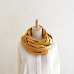柔軟 ♪ 黃色圍巾 100% 棉雙層包裹長日本製造 第1張的照片