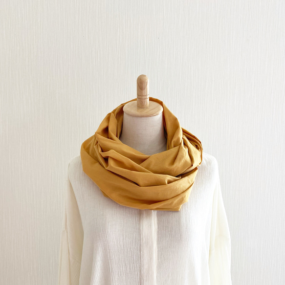 柔軟 ♪ 黃色圍巾 100% 棉雙層包裹長日本製造 第1張的照片