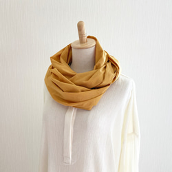 柔軟 ♪ 黃色圍巾 100% 棉雙層包裹長日本製造 第2張的照片