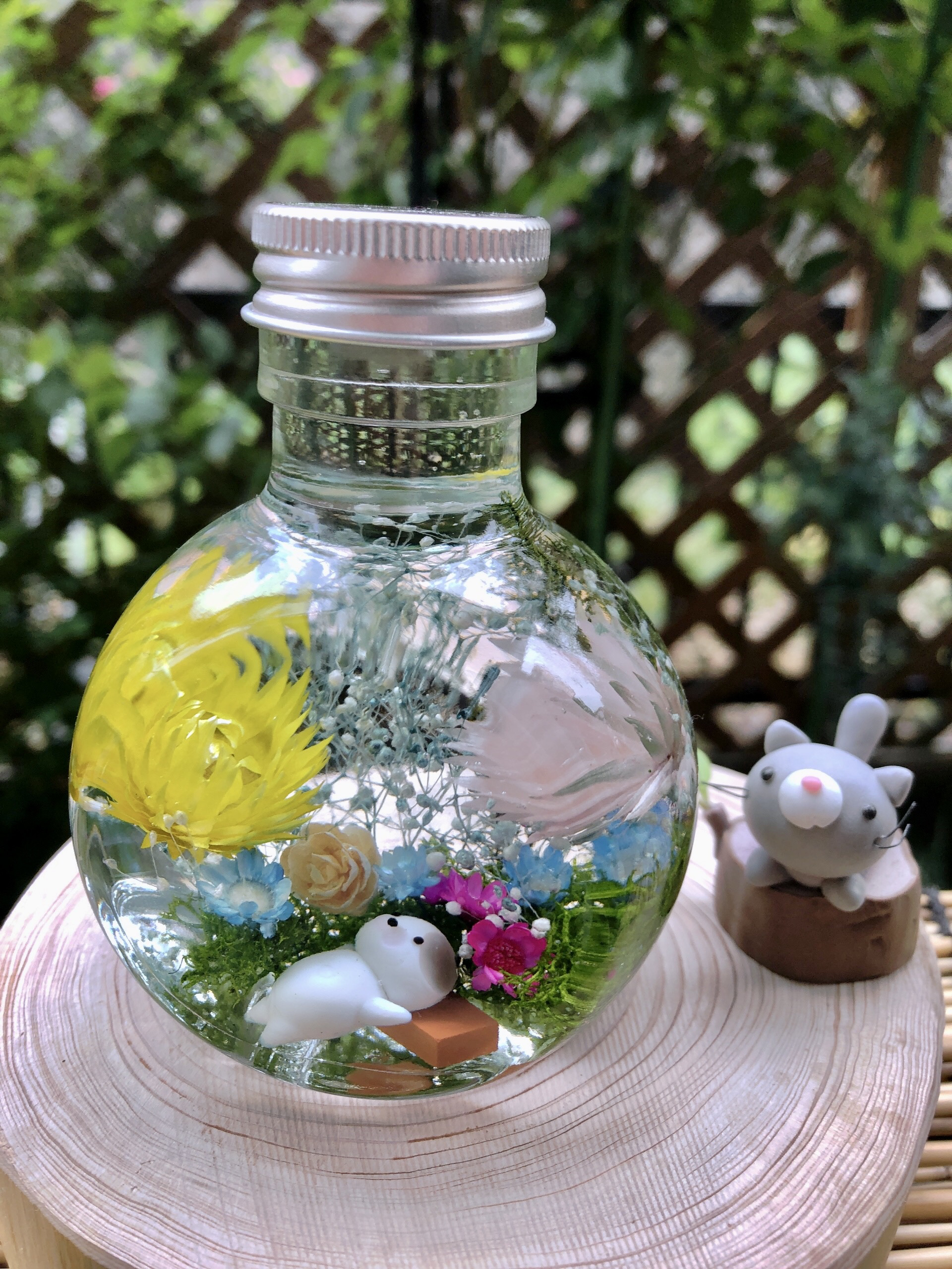 癒しシリーズ 『のんびり猫』 ハーバリウム・植物標本 シルク  