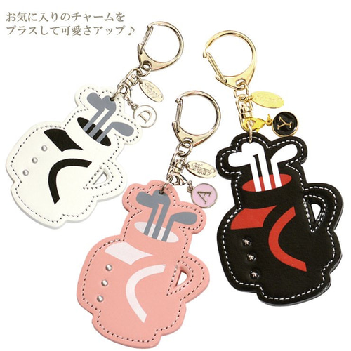 ゴルフバッグ&ゴルフクラブ 本革 レザー キーホルダー キーリング 日本