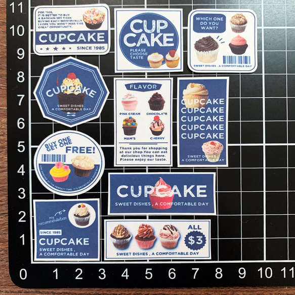 50枚！VARIOUS KINDS OF CUPCAKEフレークシール 2枚目の画像