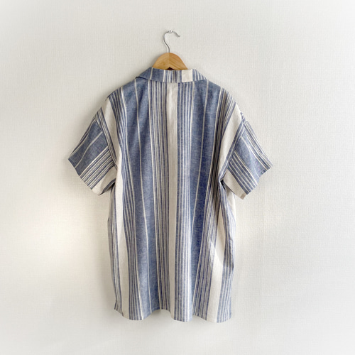 播州織 国産綿麻マルチストライプシャツ シャツ・ブラウス